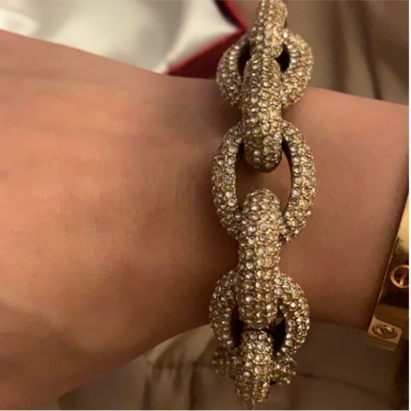 RARE J. CREW PAVE LINK BRACELET SWAROVSKI CHUNKY PREPPY RHINESTONE - Picture 14 of 15